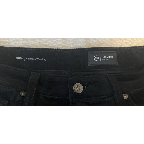 AG Adriano Goldschmied Kora Jeans Womens 28 Wide Leg HIgh Rise Black Corduroy - Picture 6 of 14
